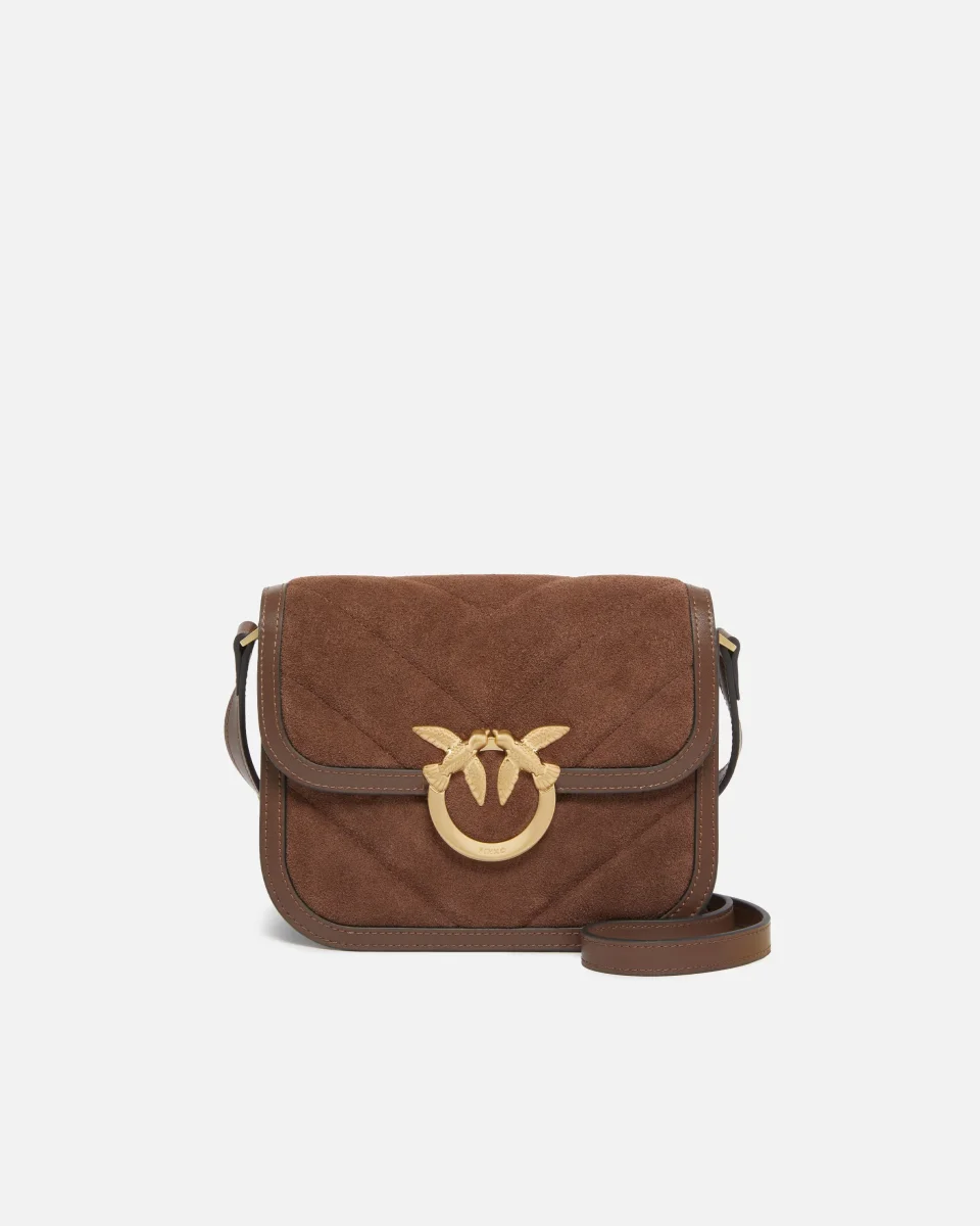 Borsa a spalla piccola Mini Love Bag Box in pelle scamosciata