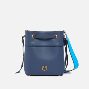 Borsa a spalla secchiello piccolo in pelle fiore con logo Love Birds
