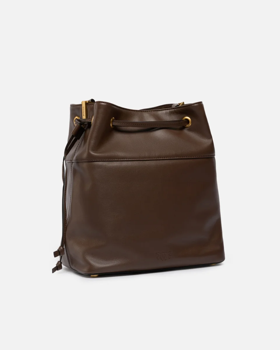 Borsa a spalla secchiello in pelle con logo Love Birds - immagine 3