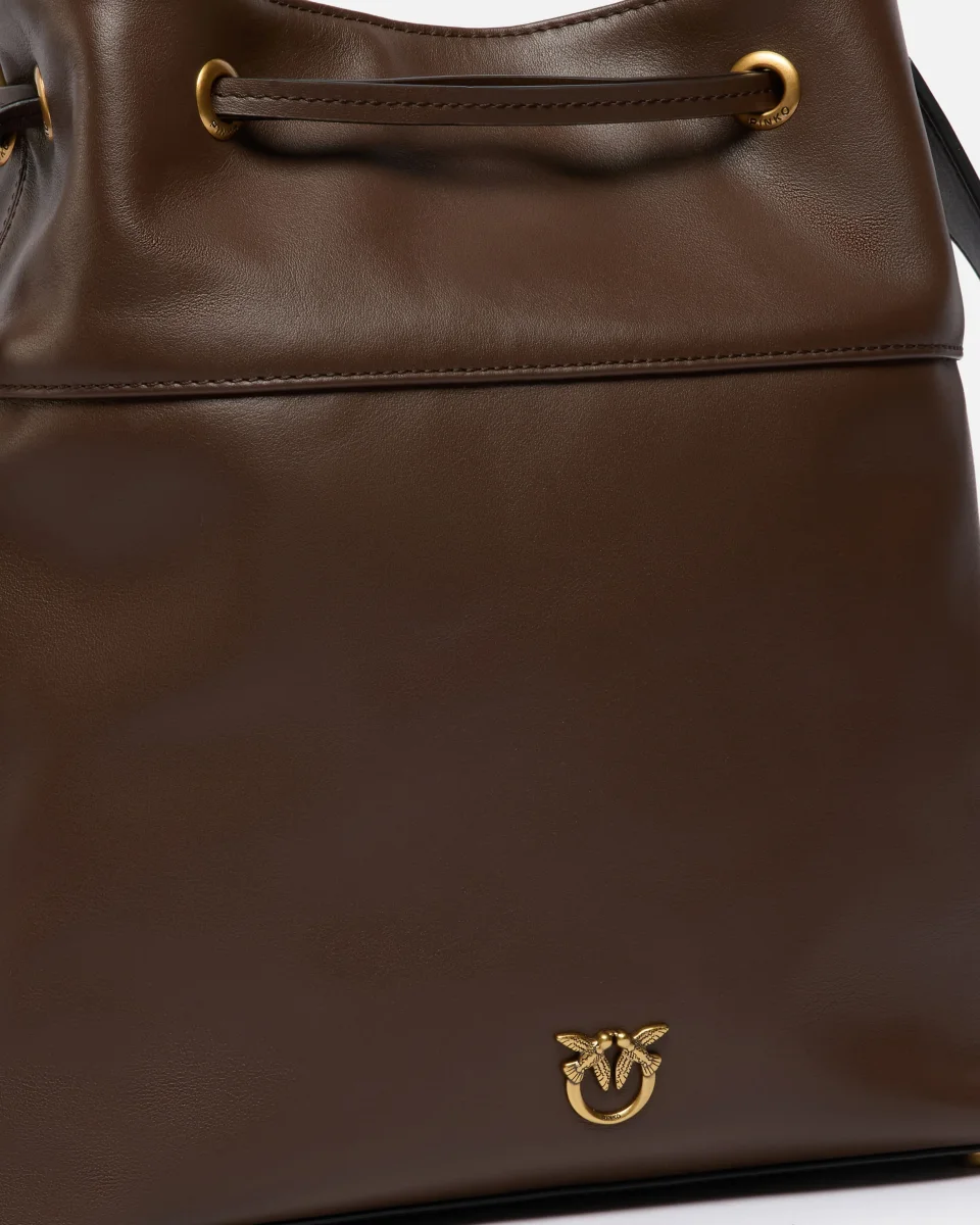 Borsa a spalla secchiello in pelle con logo Love Birds - immagine 4