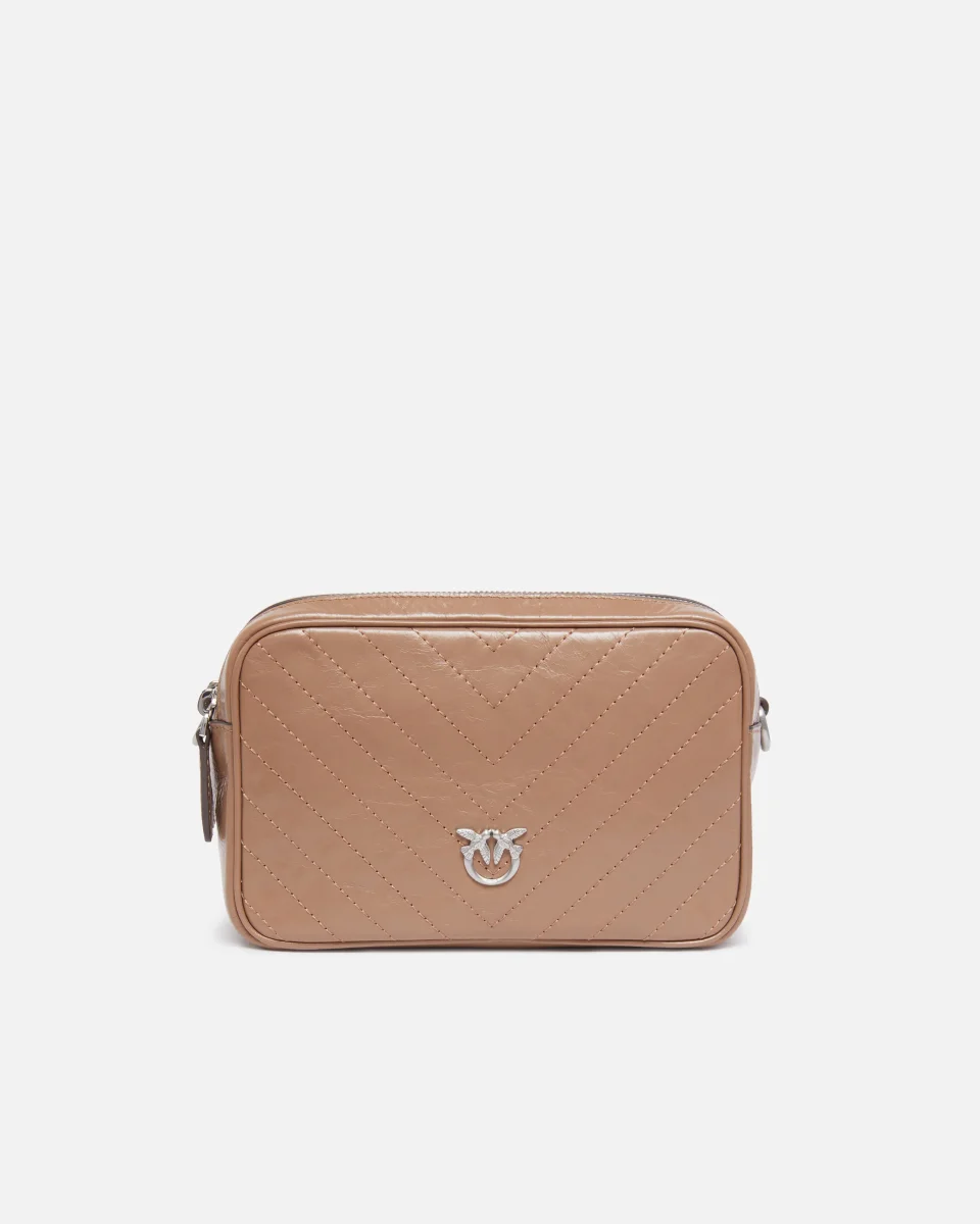 Camera Bag media a tracolla in pelle chevron