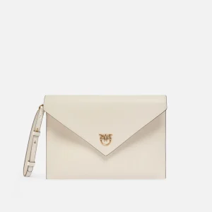 Pochette a mano in pelle con logo Love Birds
