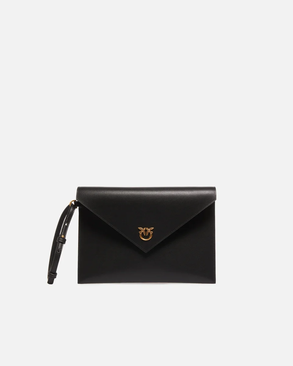 Pochette a mano in pelle con logo Love Birds