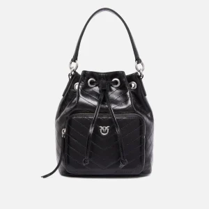 Borsa a mano piccola Cargo Bucket Bag in pelle con tasca