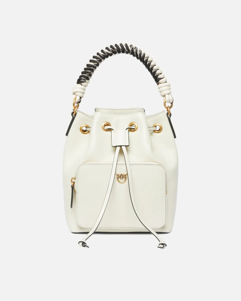 Borsa a mano piccola Cargo Bucket Bag in pelle con intreccio