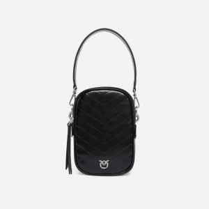 Piccola borsa a mano in pelle chevron