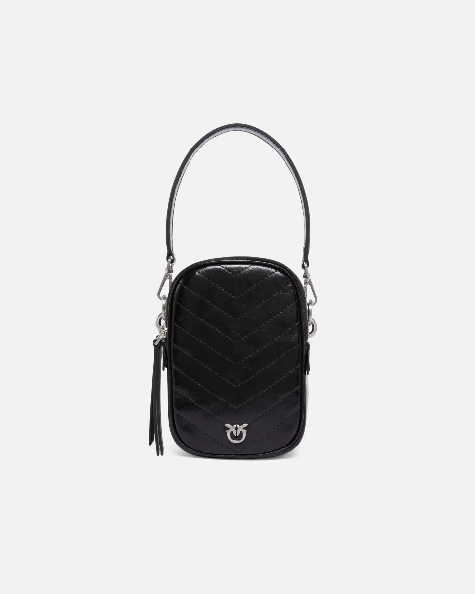 Piccola borsa a mano in pelle chevron