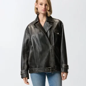 Giacca biker stile chiodo in pelle