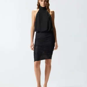 Gonna a tubino in pizzo effetto patchwork