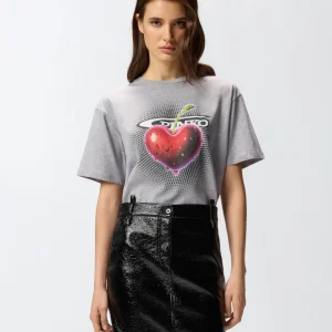 T-shirt mélange stampata