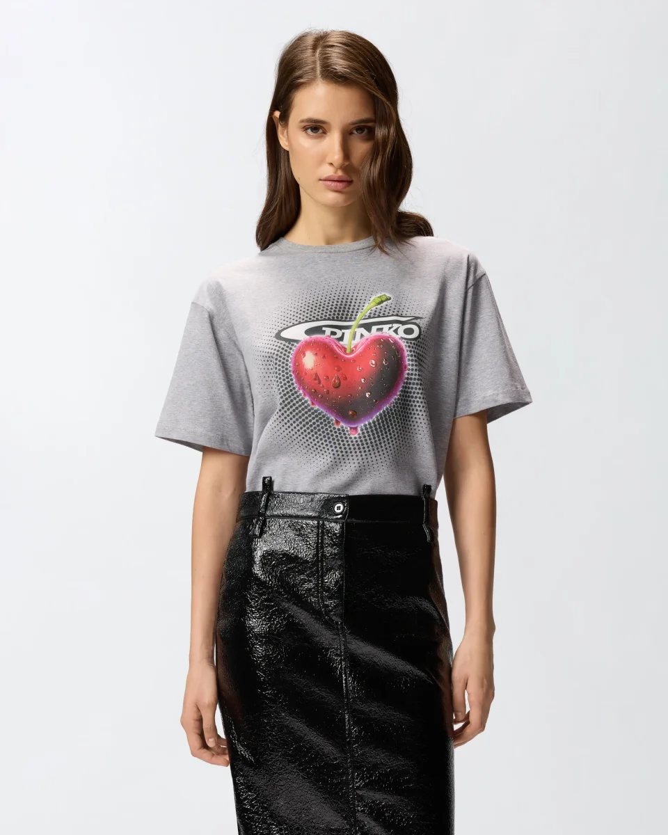 T-shirt mélange stampata