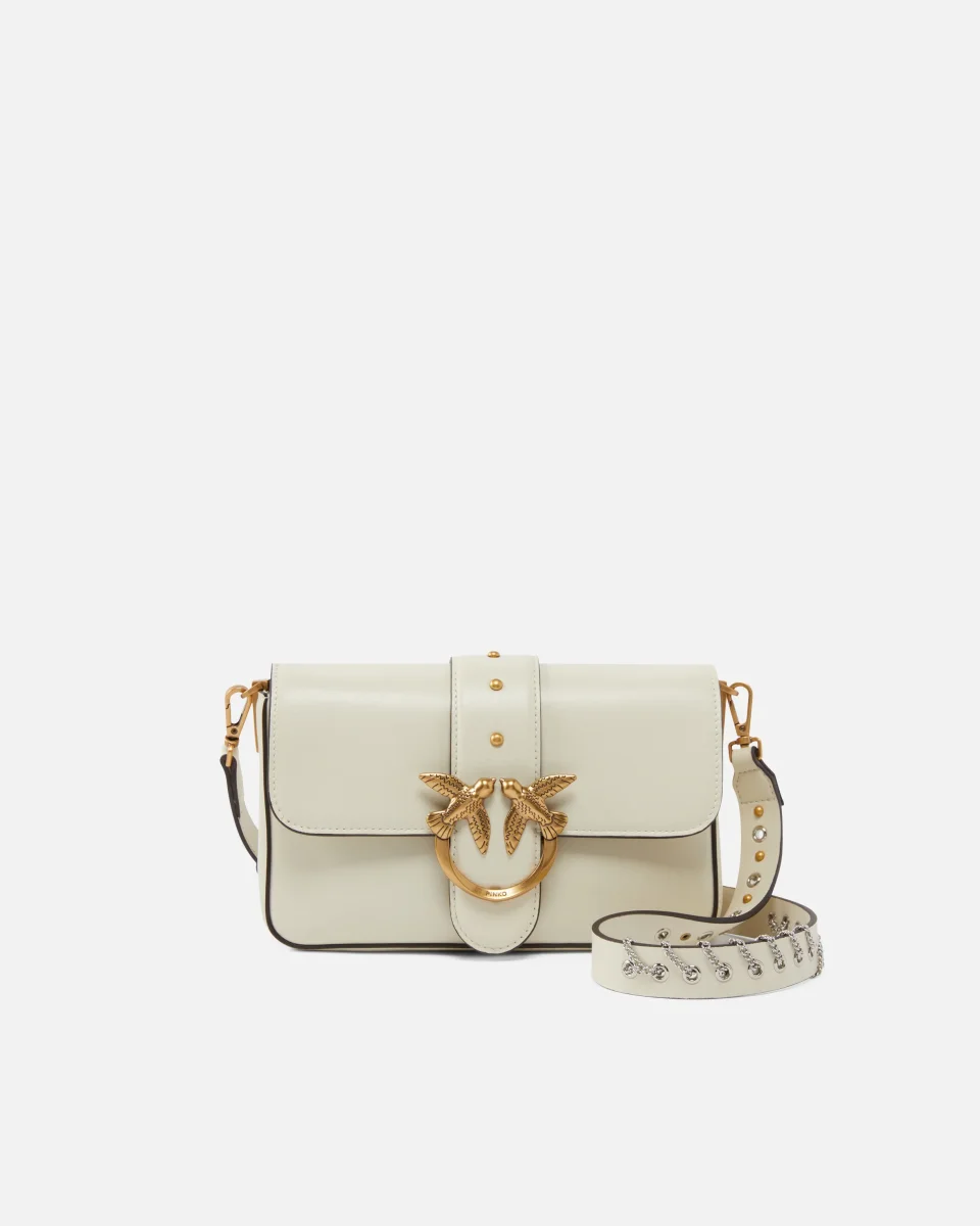 Borsa a spalla piccola Mini Love Bag Slouchy in pelle con doppia tracolla
