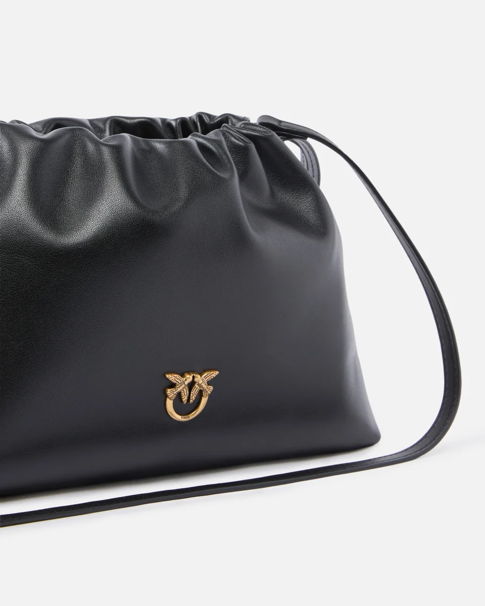 Borsa a spalla piccola in pelle con coulisse - immagine 4