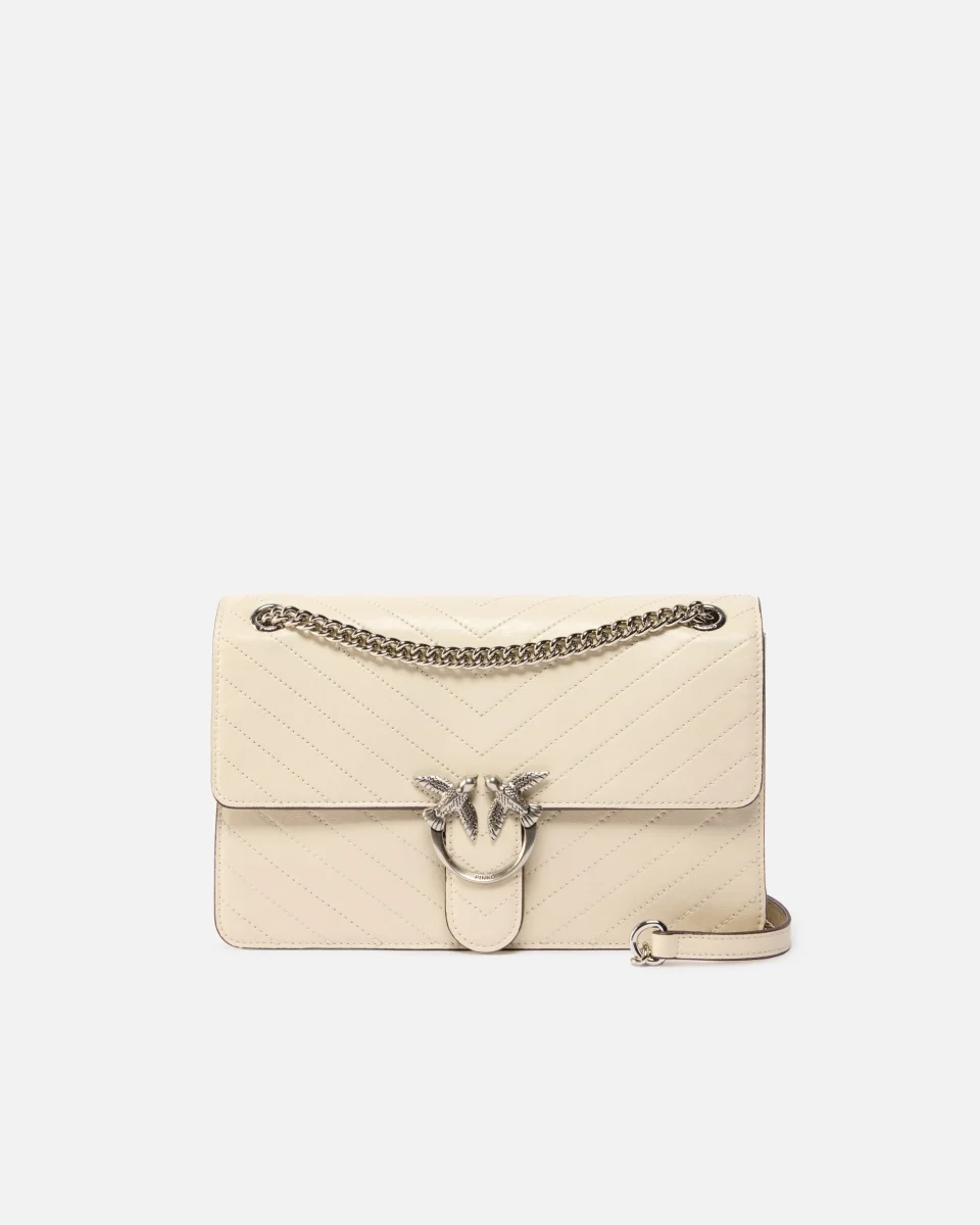 Borsa a mano media Love Bag One in pelle chevron