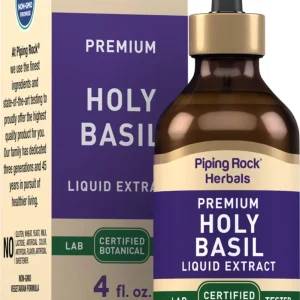 Holy Basil Tulsi Liquid Extract Alcohol Free, 4 fl oz (118 mL) Dropper Bottle